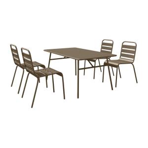 Conjunto de mesa y sillas para jardín acero topo