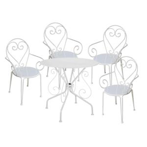 Conjunto de mesa y sillas para jardín metal blanco