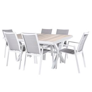 Conjunto de mesas y sillas aluminio extensible con 6 sillas…