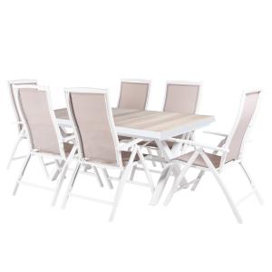 Conjunto de mesas y sillas aluminio extensible robusta blan…