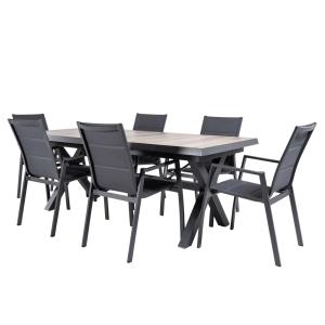 Conjunto de mesas y sillas mesa extensible aluminio negro