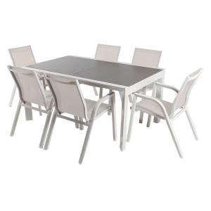 Conjunto de mesas y sillas para exterior extensible cristal…