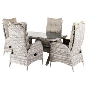Conjunto de mesas y sillas para terraza reclinable gris cla…