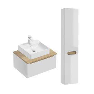 Conjunto de muebles con lavabo 1 cajón y columna estratific…