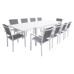 Conjunto de muebles de jardín 180/300cm mesa de aluminio bl…