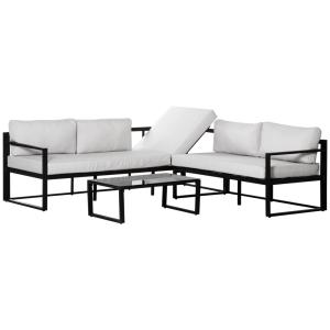 Conjunto de muebles de jardín 212x70x64 cm negro y gris