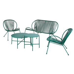 Conjunto de muebles de jardín 4 plazas de resina y metal ve…