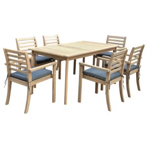 Conjunto de muebles de jardín acacia 6 plazas con cojines g…