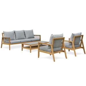 Conjunto de muebles de jardín bajos de 5 plazas - acacia