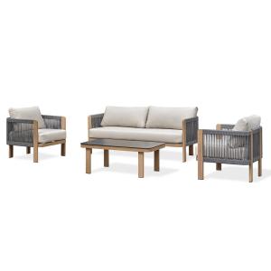 Conjunto de muebles de jardín bajos de 5 plazas - efecto ma…