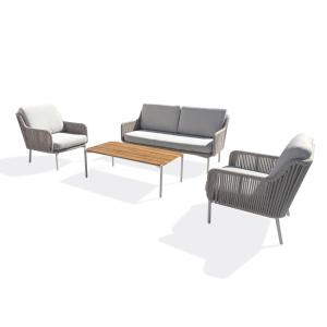 Conjunto de muebles de jardín bajos de 5 plazas - greige