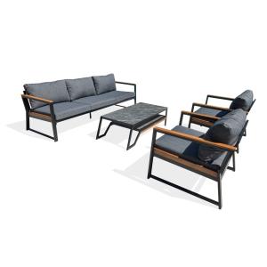 Conjunto de muebles de jardín bajos de 5 plazas - negro