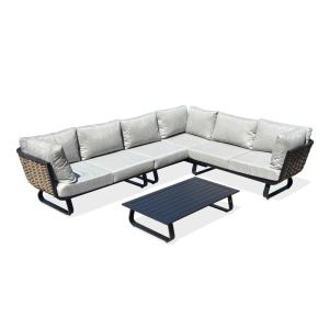 Conjunto de muebles de jardín bajos de 6 plazas - negro