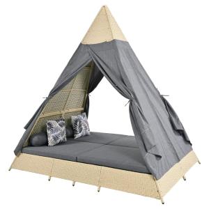 Conjunto de muebles de jardín, carpa de ratán, cortina de p…