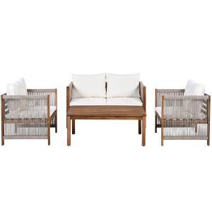 Conjunto de muebles de jardín de 4 piezas de madera de acac…