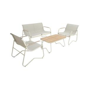 Conjunto de muebles de jardín de 4 plazas en textileno blan…