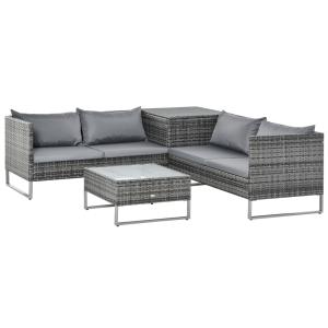 Conjunto de muebles de jardín de ratán 132x69x64 cm gris