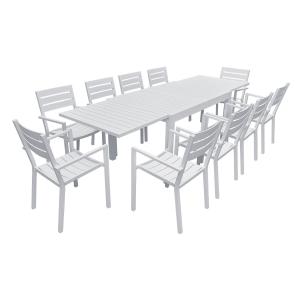 Conjunto de muebles de jardín mesa 132/264cm en aluminio bl…