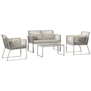 Conjunto de muebles de ratán 116x68.5x79 cm gris