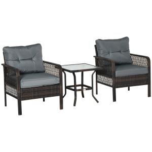 Conjunto de muebles de ratán 65x66x75 cm marrón