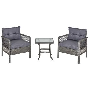 Conjunto de muebles de ratán color gris 65 x 66 x 75 cm