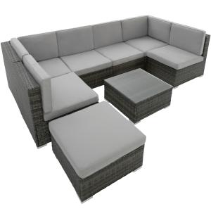 Conjunto de muebles de ratán venecia 5 plazas acero gris