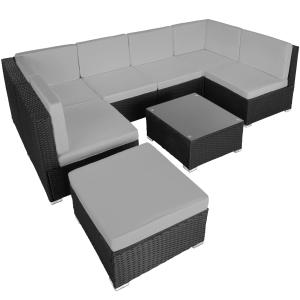Conjunto de muebles de ratán venecia 5 plazas acero negro/g