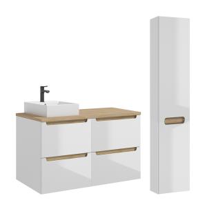 Conjunto de muebles lavabo 4 cajones y columna estratificad…