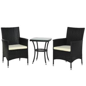 Conjunto de muebles ratán para jardín 60x58,5x89,5 cm negro…