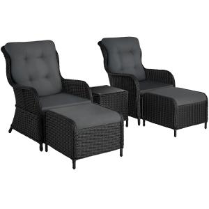 Conjunto de ratán, 2 sillones, 2 taburetes, cojines, 1 mesa…