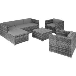 Conjunto de ratán con 2 sillones, gris