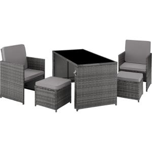 Conjunto de ratán para 2-4 personas incluye abridor, gris