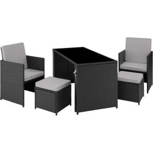 Conjunto de ratán para 2-4 personas incluye abridor, negro/…