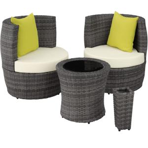 Conjunto de ratán y aluminio, 2 sillones, 1 mesa, 1 florero…