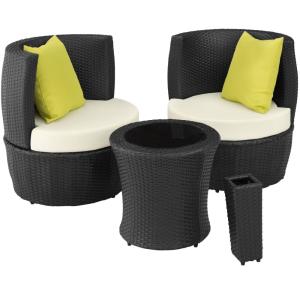 Conjunto de ratán y aluminio, 2 sillones, 1 mesa, 1 florero…