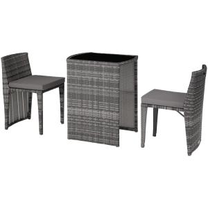 Conjunto de ratán y aluminio, gris