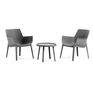 Conjunto de relax de 2 sillones betty con mesa jardín gris…