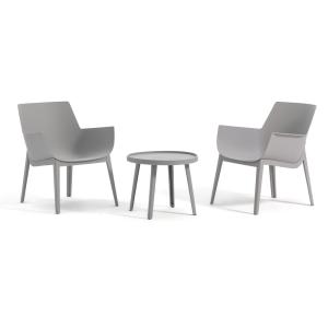 Conjunto de relax de 2 sillones con mesa jardín gris claro