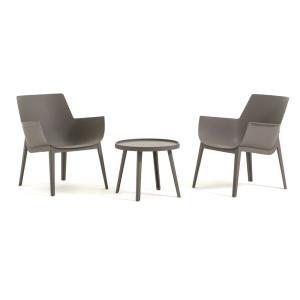 Conjunto de relax de 2 sillones con mesa jardín gris tórtol…