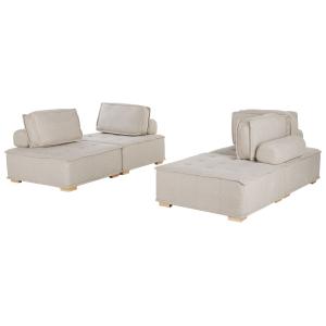 Conjunto de sala de estar 4 plazas de tela beige