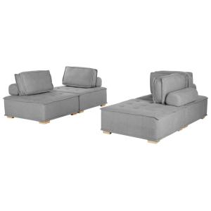 Conjunto de sala de estar modular 4 plazas Tela Gris