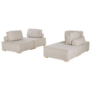 Conjunto de sala de estar modular tela beige claro 4 plazas