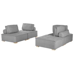 Conjunto de sala de estar modular tela gris 4 plazas