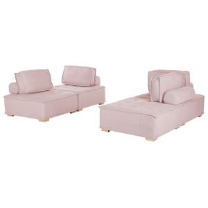 Conjunto de sala de estar modular tela rosa 4 plazas