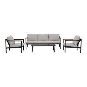 Conjunto de salón para jardín aluminio negro, beige