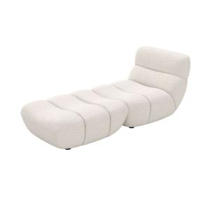 Conjunto de sillón y puf en tejido borreguito blanco