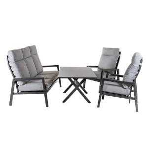 Conjunto de sofá de 3 plazas, 2 sillones y mesa de aluminio