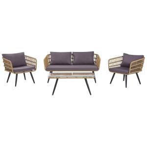 Conjunto de sofá y mesa 4 personas beige