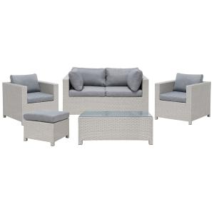 Conjunto de sofá y mesa 4 personas gris claro