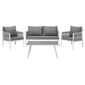 Conjunto de sofá y mesa metal 4 personas gris